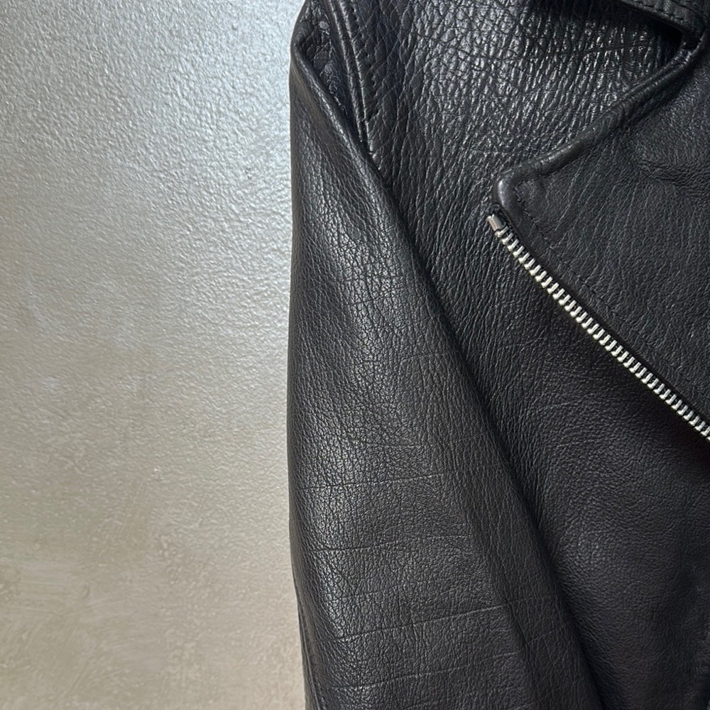 Allsaints Hadi Biker leather jacket sz 4 | black moto jacket EUC - Picture 10 of 16